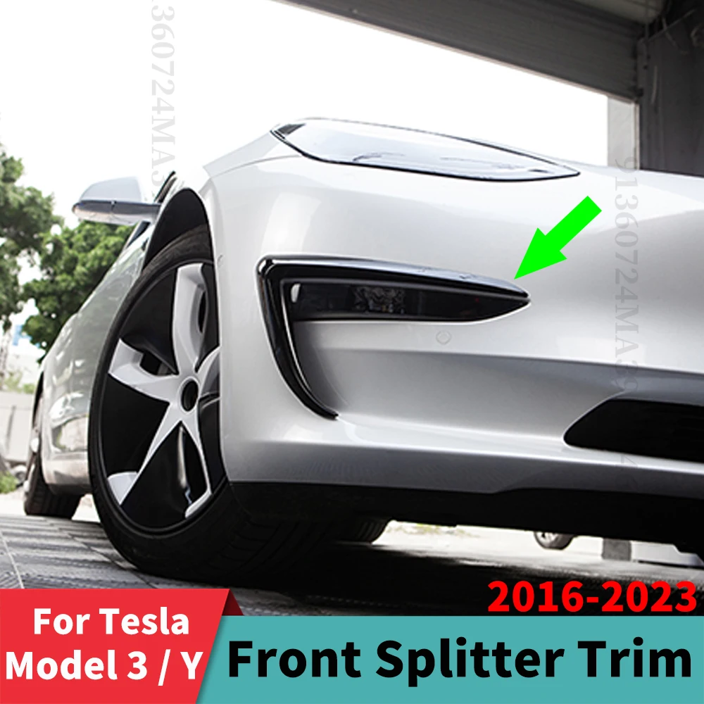 

Front Fog Lamp Eyebrow Foglight Frame Trim Wind Blade Splitter For Tesla Model 3 Y 2016-2023 Tuning Air Dam Decoration Facelift