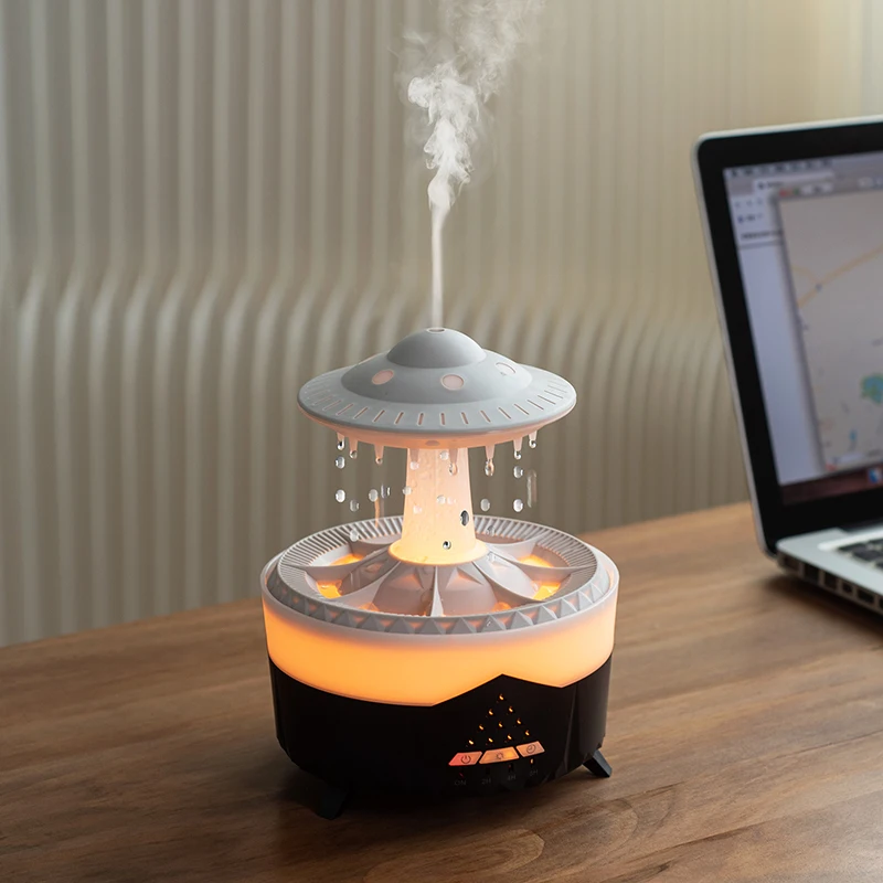 UFO Water Drop Humidifier Rain Cloud Air Humidifier Aromatherapy Essential Oils Aroma Diffuser Air Diffuser Mist Maker with Plug