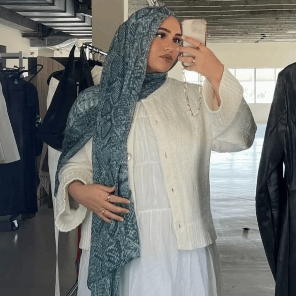 

Элегантный шарф-хиджаб с животным принтом, длинная бандана, платок, солнцезащитный крем, универсальный исламский тюрбан, женский