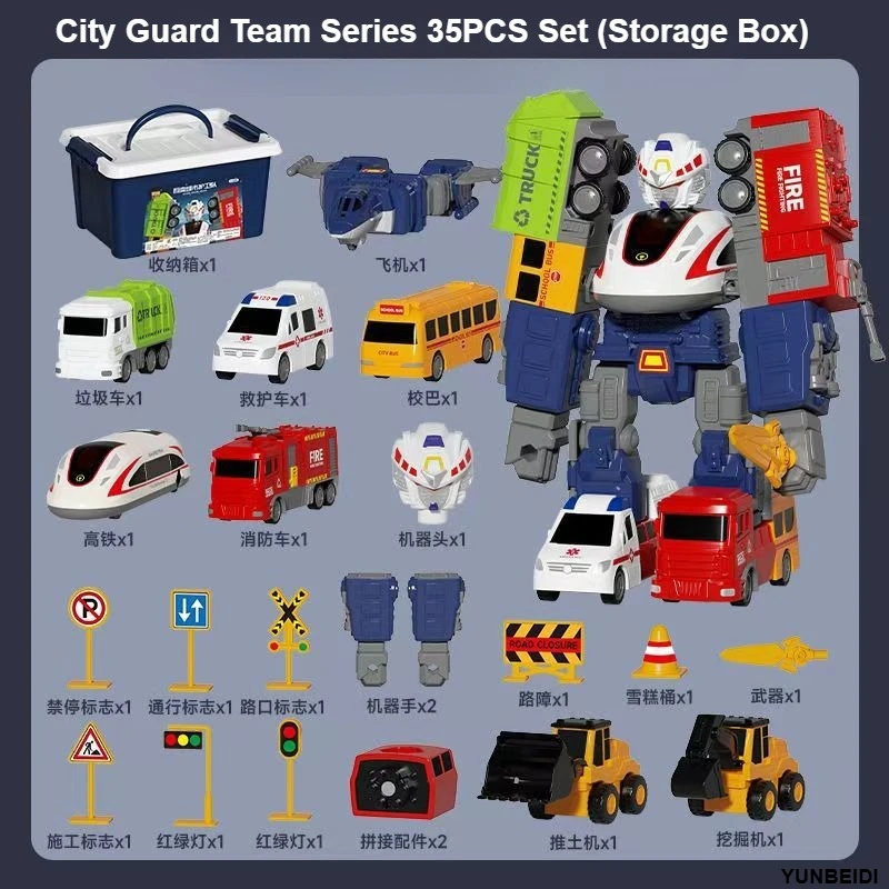 Forze magnetiche deformate per auto robot da costruzione assemblaggio giocattolo città auto della polizia assemblaggio meccanico giocattolo ragazzo set di giocattoli per auto meccanica