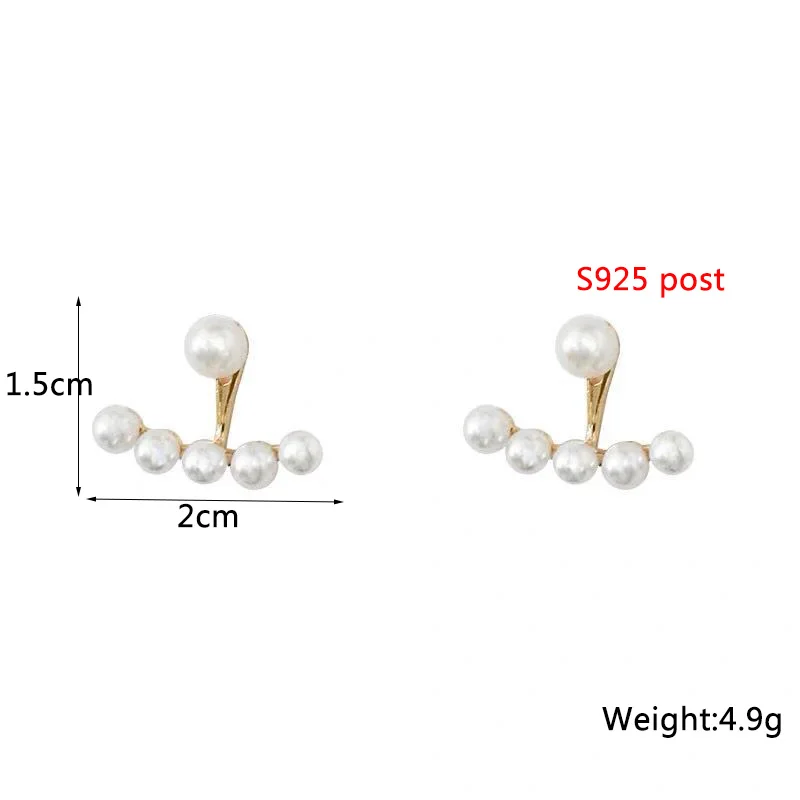 2 In 1 Simulated Pearl Beads Stud Earrings for Women Bow Shaped Gold Color Metal Ear Decoration Korean New Girls Party Gifts