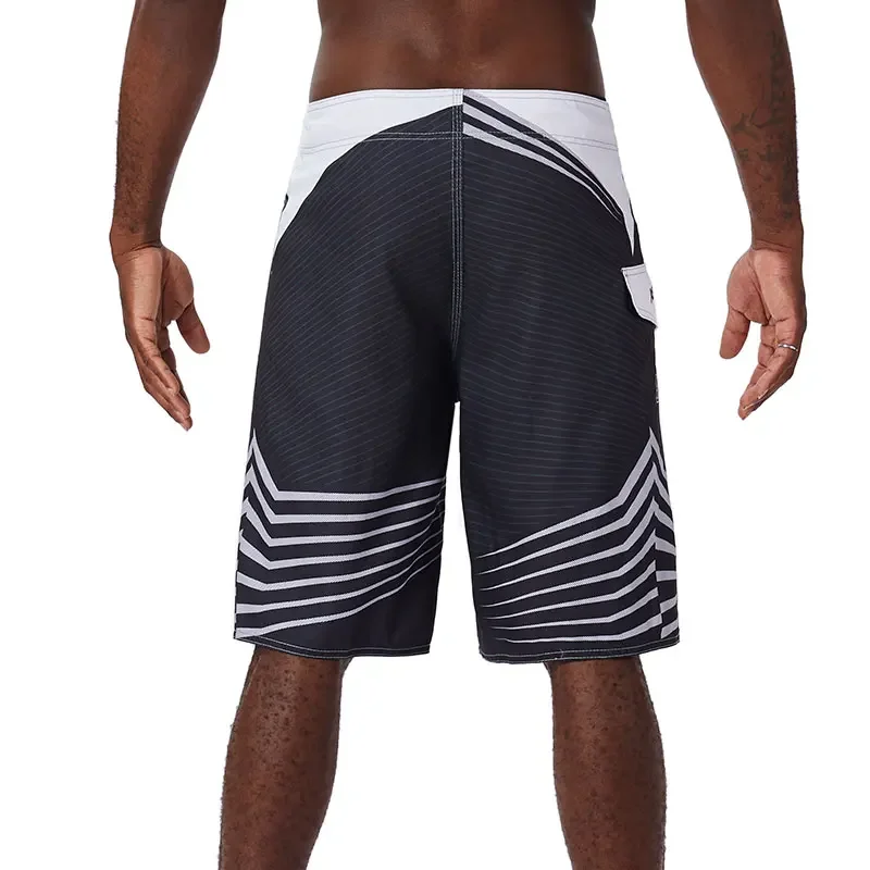 New Summer Men\'S Fashion Beach Shorts Elastic Closure Men\'s Swim Trunks Quick Dry Beach Shorts With Zipper Pockets swim shorts