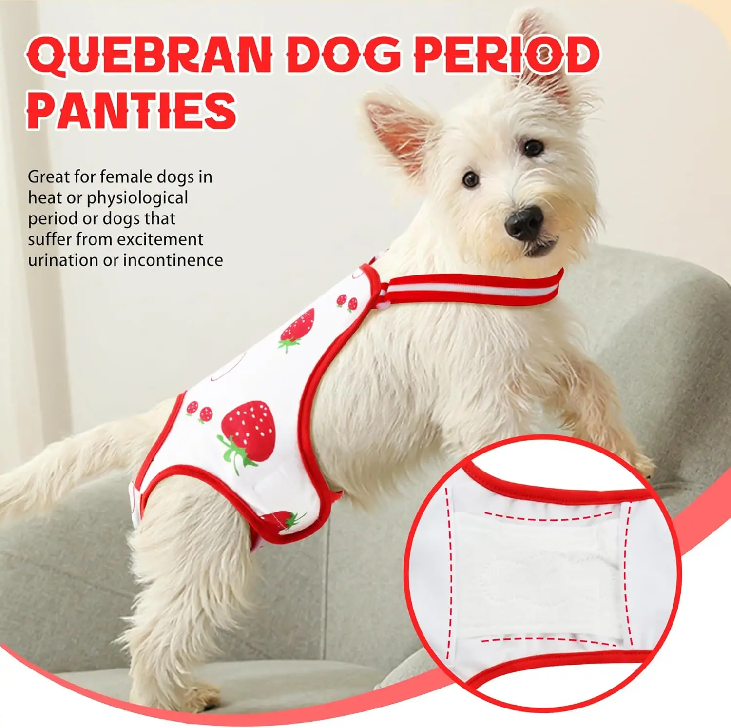 Reusable Female Dog Diapers with Adjustable Suspender for Small Medium Dogs, Washable Puppy Onesie Sanitary Physiology Panties