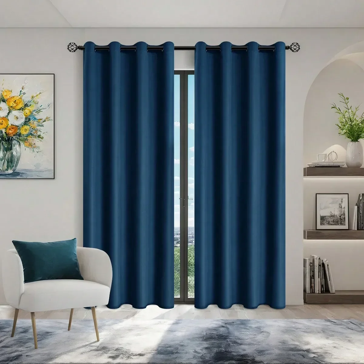 1 Panel 100% Verdunkelungsvorhänge mit Ösen, Vorhänge für Schlafzimmer, Wohnzimmer, Küche, Sichtschutzvorhänge, Fenstervorhang – Detail 7