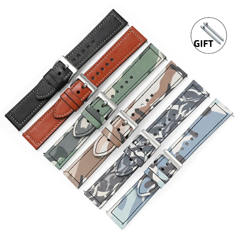 Watchbands Leather strap Double-sided first layer cowhide strap 22mm 20mm watch band watch accessories Quick switch spring bar