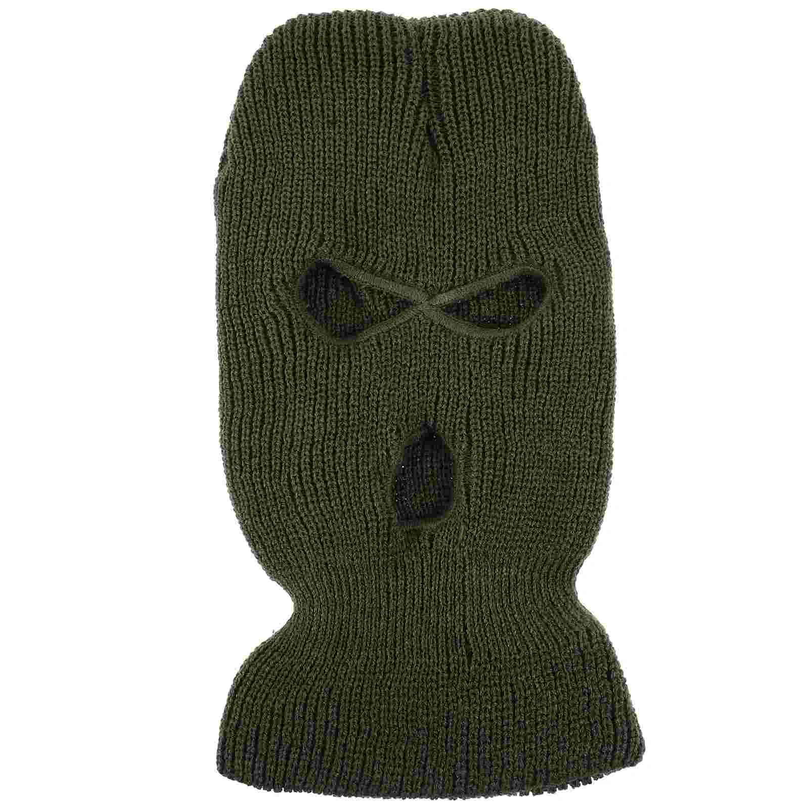 Face Masks Three Hole Wool Hat Knit Full for Ski Knitting Headgear 3-hole Dark Green Warm Cover Miss