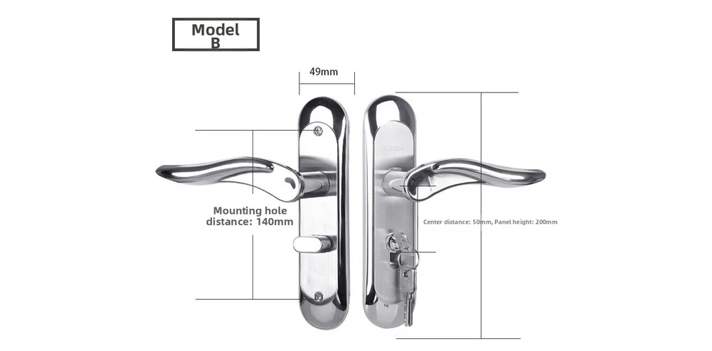 Indoor Lock Have Hold Hand Lock Stainless Steel Wire Drawing Panel Hand Hardware Double Tongue Never Fade