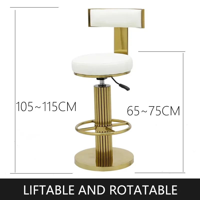 8pcs White Bar Stools with Backrest and Customized Embroidery