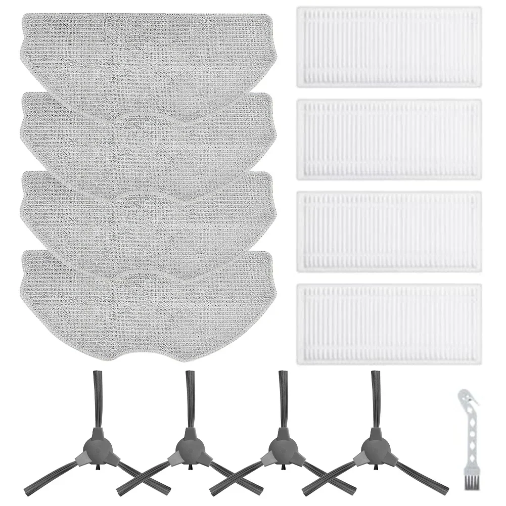 Cleaning Efficiency Boost with Side Brush Filter Mop Cloth Kit for ROPVACNIC S1 For Tipdiy G90 For betboyles V75S