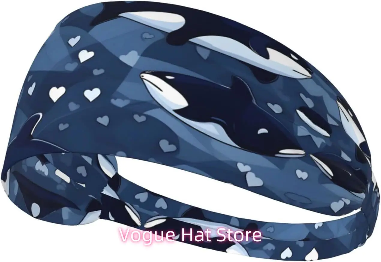 

Blue Killer Whale Elastic Exercise Headband, Fitness Exercise Yoga Cycling Headband, Outdoor Sports Elastic Sweat-Absorbing Head