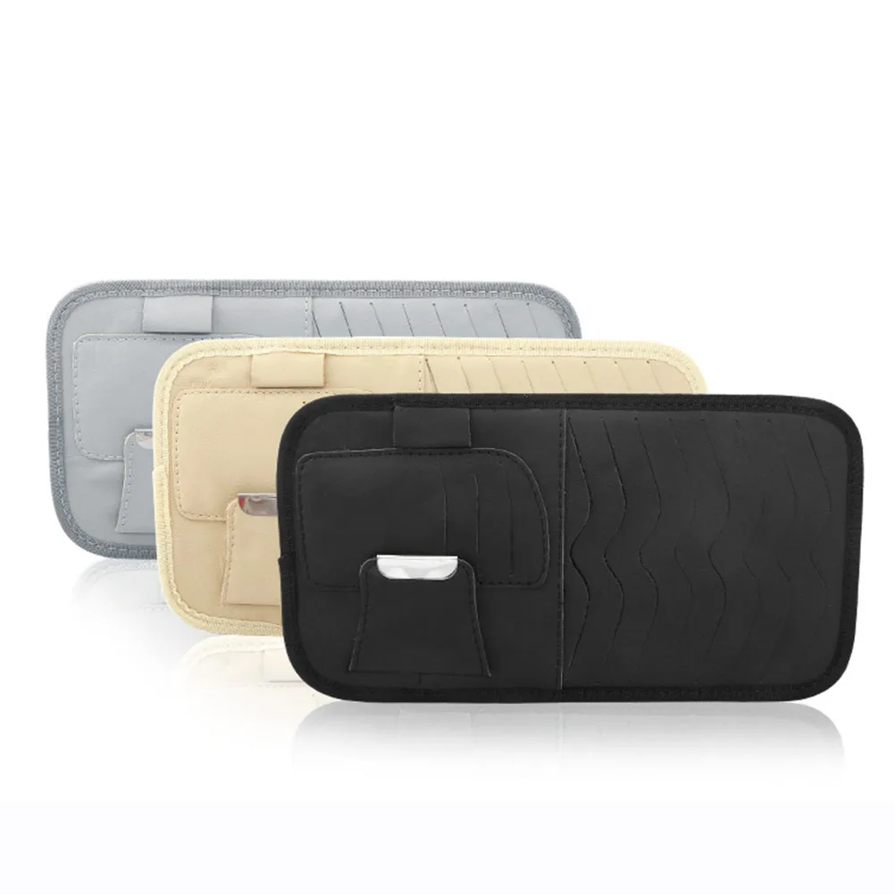 

Visor Organizer Pouch Eyeglasses Cd Cards Storage Holder Durable Universal Fit Suv Truck Interior Accessory Beige