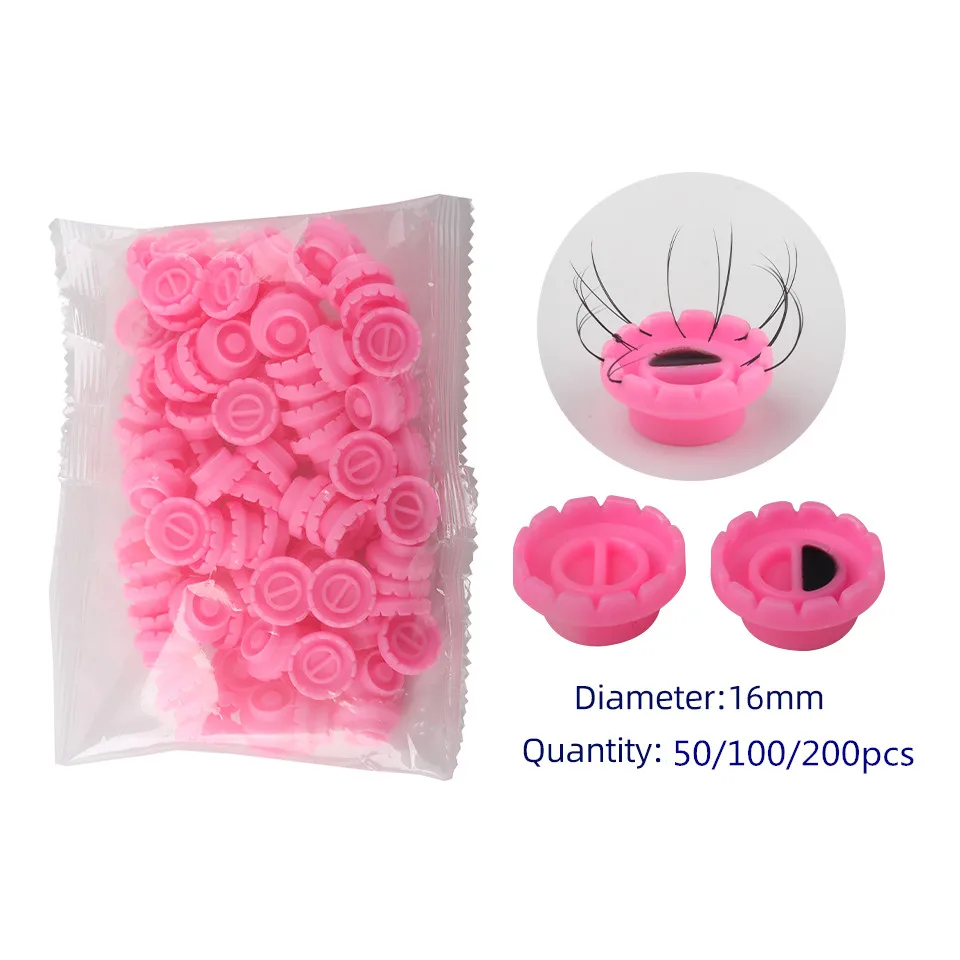 THINKSHOW 50/100pcs Eyelash Blooming Cup Lashes Glue Holder Pink/Clear Planting Grafting Rapid Bloom Flower Glue Makeup Tool