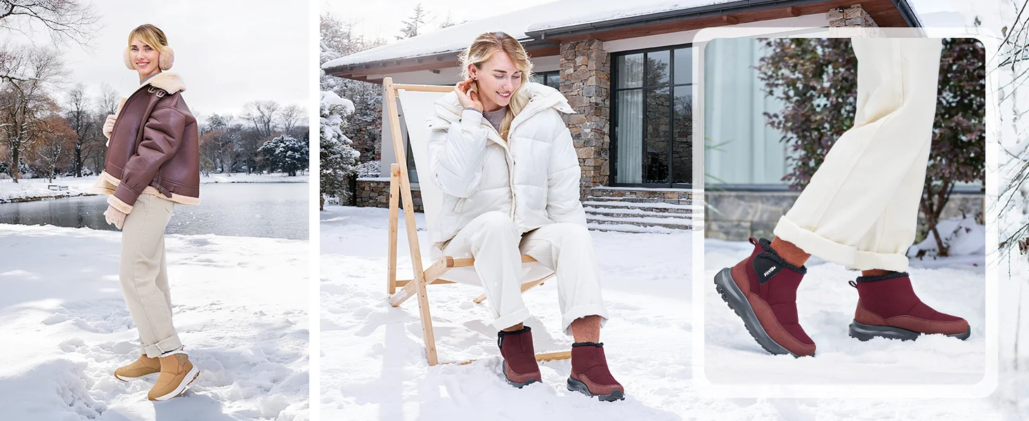 FitVille Damen-Schneestiefel mit extra breiter Zehenpartie, wasserabweisende, pelzgefütterte, warme Diabetiker-Schuhe zur Schmerzlinderung. – Detail 12