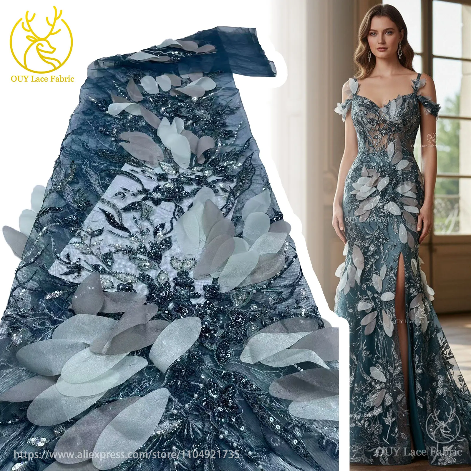 

Новый дизайн, мода, Африка, Нигерия, 3D ручная вышивка, блестки, популярный французский тюль из бисера, кружево для женщин, свадебные платья, шитье