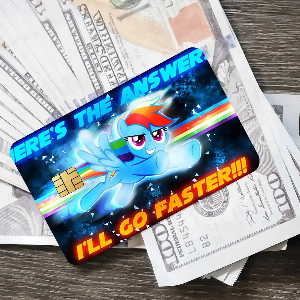 LittleS Cartoon M-My P-PonyS Poster Credit Skin Cover Card Stickers 4PCS Film Bus Pass Front Decoration Bank Debit Waterproof