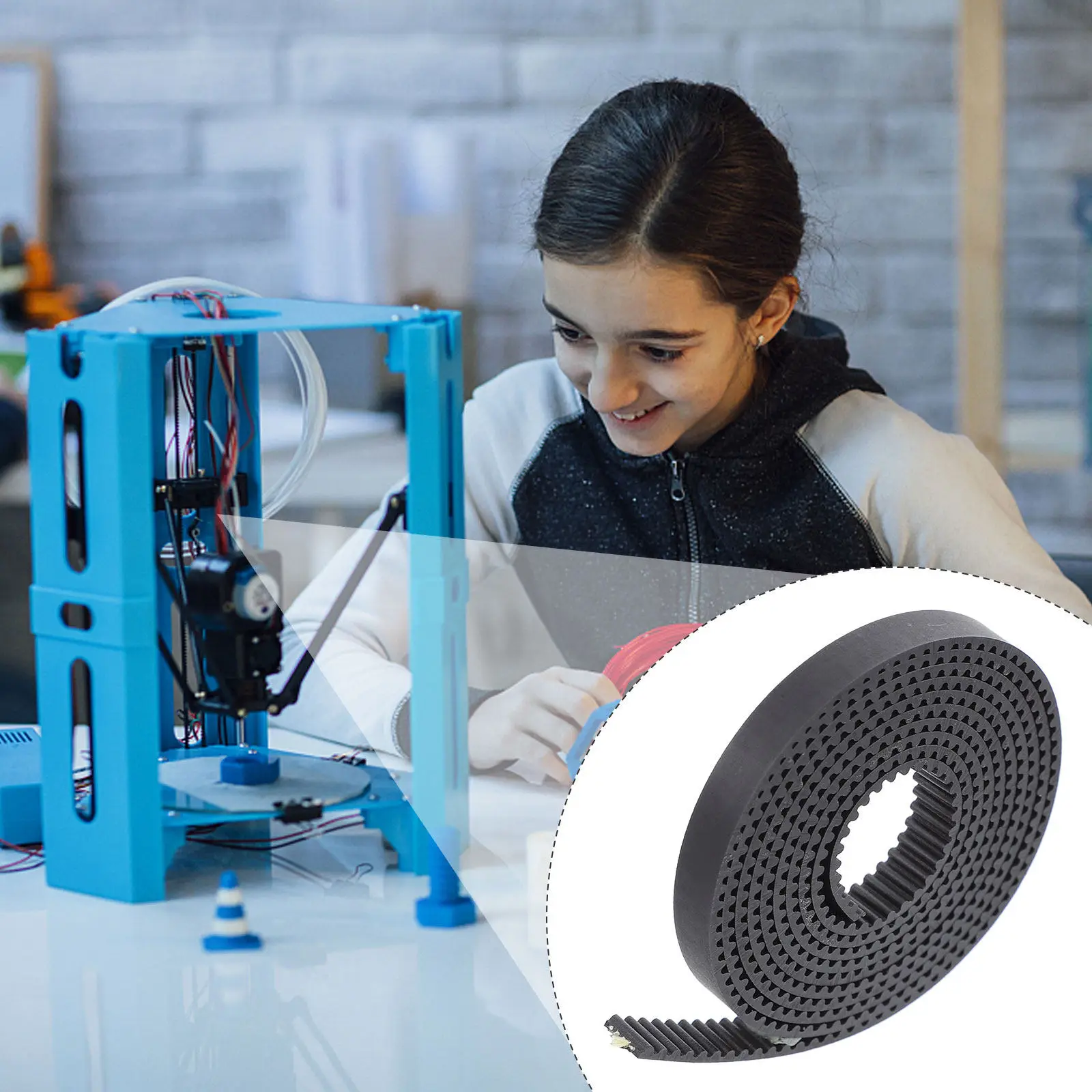 

2Pcs Timing Belt Accessories 2Gt 6Mm Rubber Opening Synchronous Belt for 3D Printer Parts Replacement Gear Drive