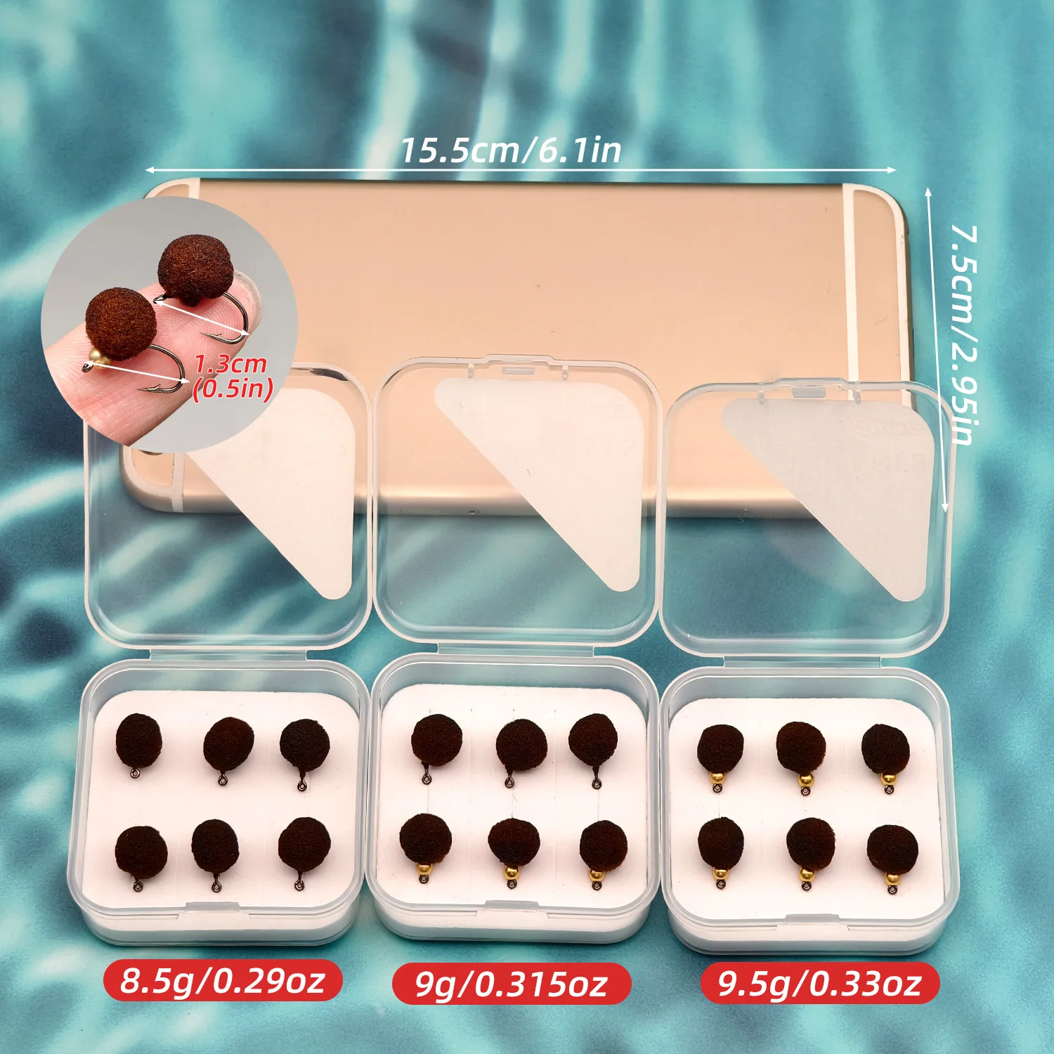 ANFS 6 قطع من ذباب البيض مع صندوق تخزين مثالي لسمك السلور وسمك السلور وسمك السلمون المرقط هدية مذهلة للصياد