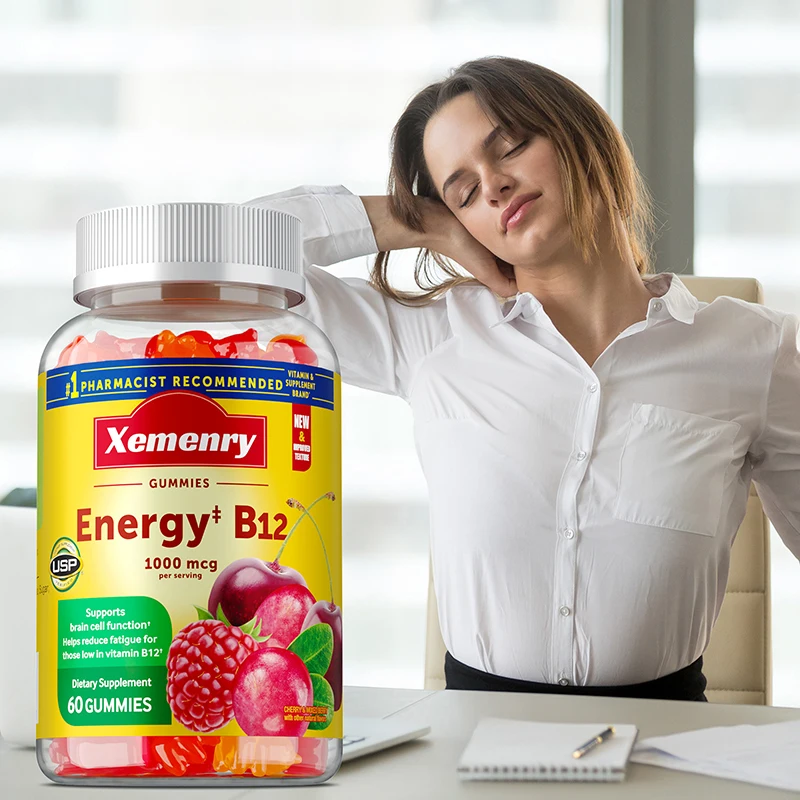 

Vitamin B12 Gummies - Helps Maintain Emotional Well-being, Promotes Energy Production and Metabolism, and Enhances Brain Cell