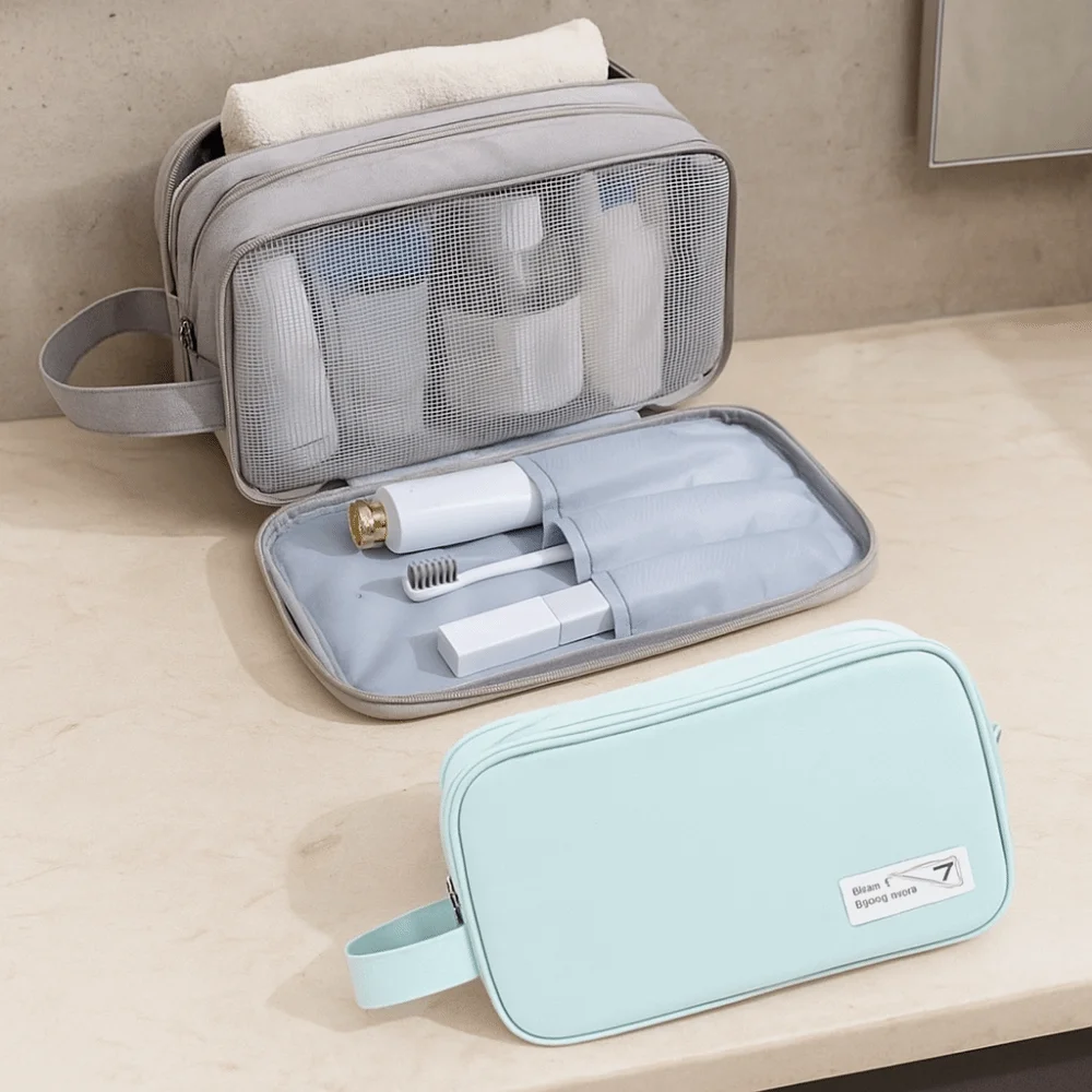 

Simple Dry Wet Separation Travel Cosmetic Bag Large Capacity Dustproof Wash Toiletry Bag Handheld Travel Makeup Bag Women/Men