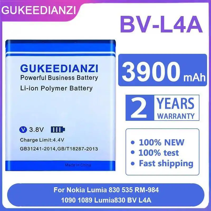 

Аккумулятор мобильного телефона емкостью 3900 мАч BV-L4A для Nokia Lumia 830 535 RM-984 1090 1089, долговечный
