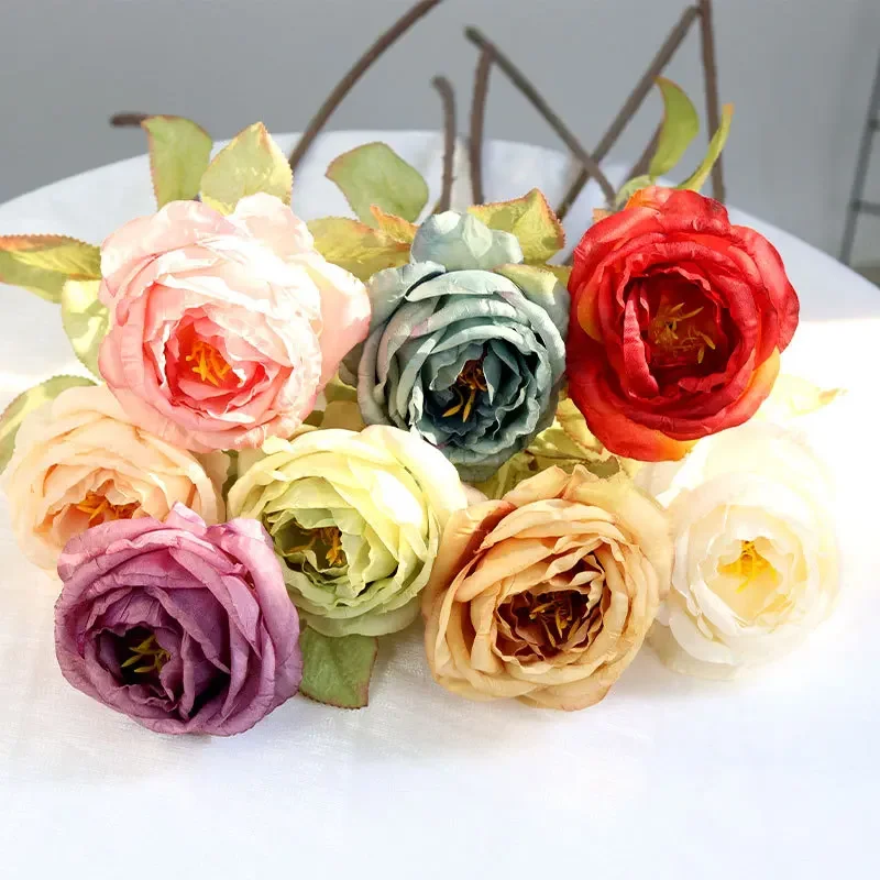 52CM Large Head Artificial Focal Edge Rose Home Decoration Rose Wedding Handheld Flower Bundle