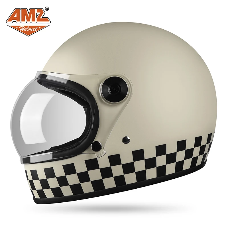 

High strength fiberglass retro bubble mirror full face helmet, For Harley retro cruise motorcycle protective helmet AMZ 959