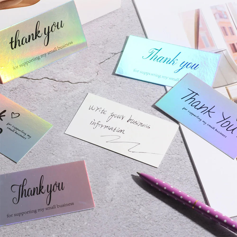 感謝のカード、グリーティングポストカード、小さなビジネスをサポートするありがとう、オンライン小売ショッピングギフト、5x9cm、50個