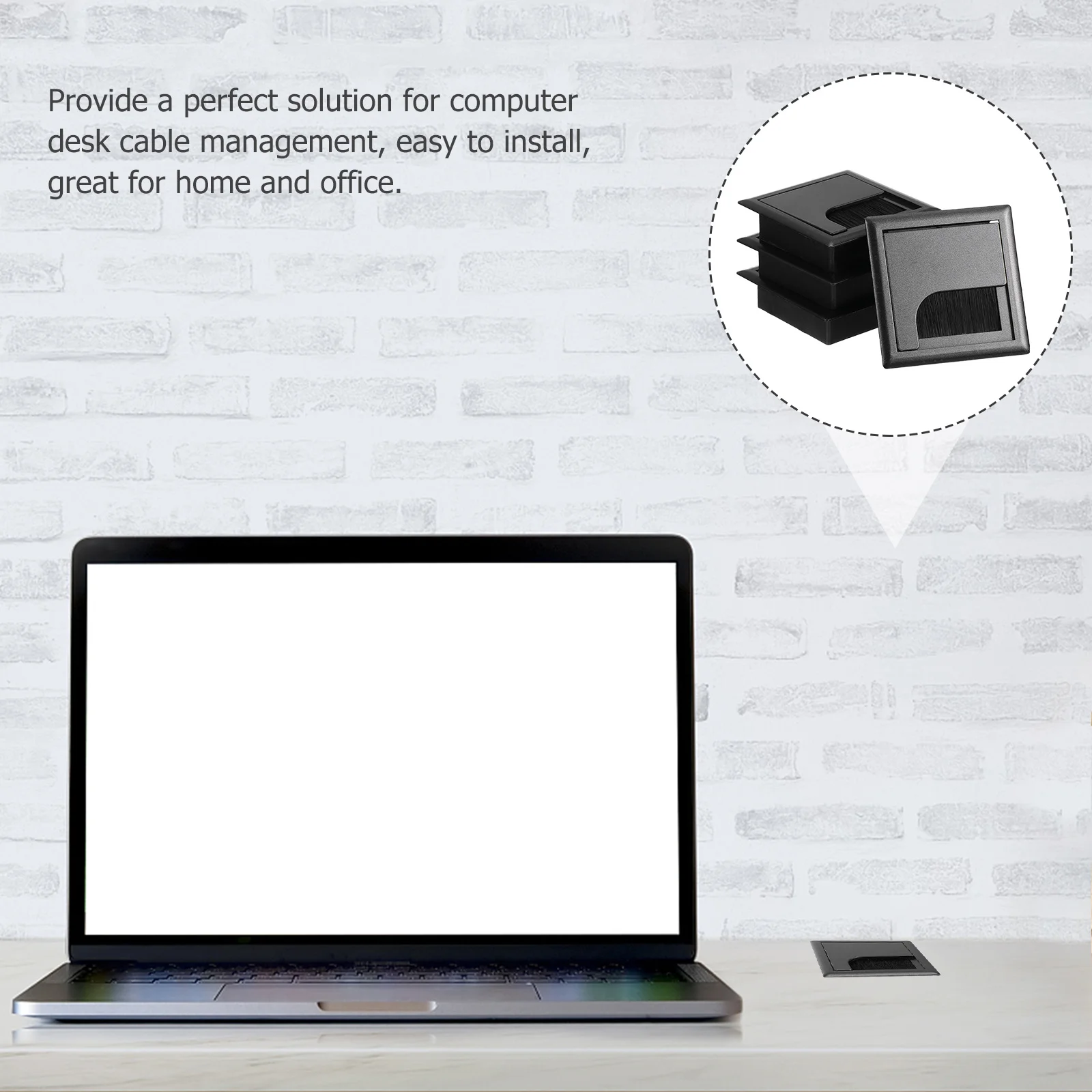 4개입 컴퓨터 책상 케이블 홀 커버 정리함 내구성 있는 와이어 보관함 매끄러운 가장자리 책상 코드 관리용 쉽게 열림