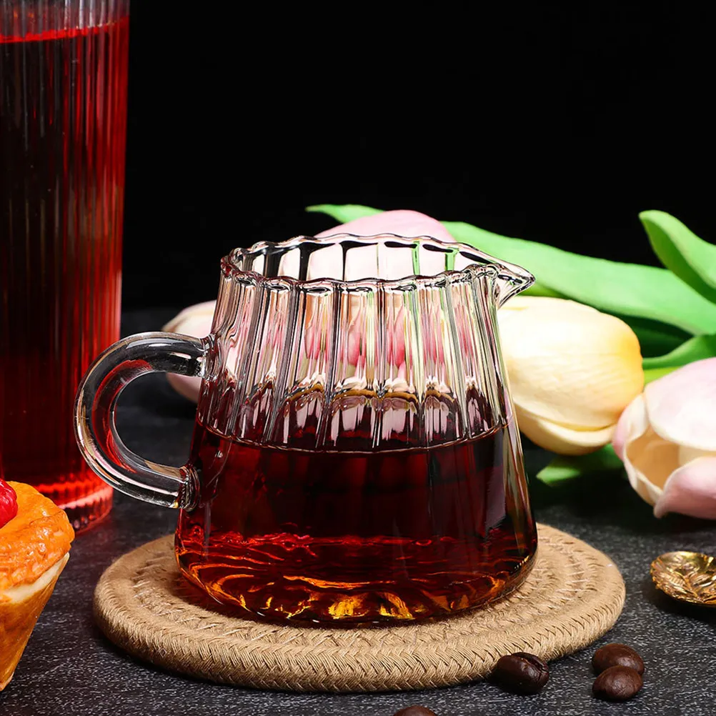 2Pcs Borosilicate Glass Milk Pitcher Clear Creamer Container Coffee Latte Frothing Cup Small Espresso Milk Jug