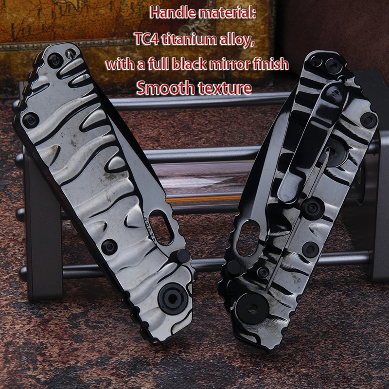 M390 Steel Folding Knife with TC4 Titanium Handle DLC Coated Blade EDC Outdoor Camping Tool Pocket Knife Collectible Gift - view 5