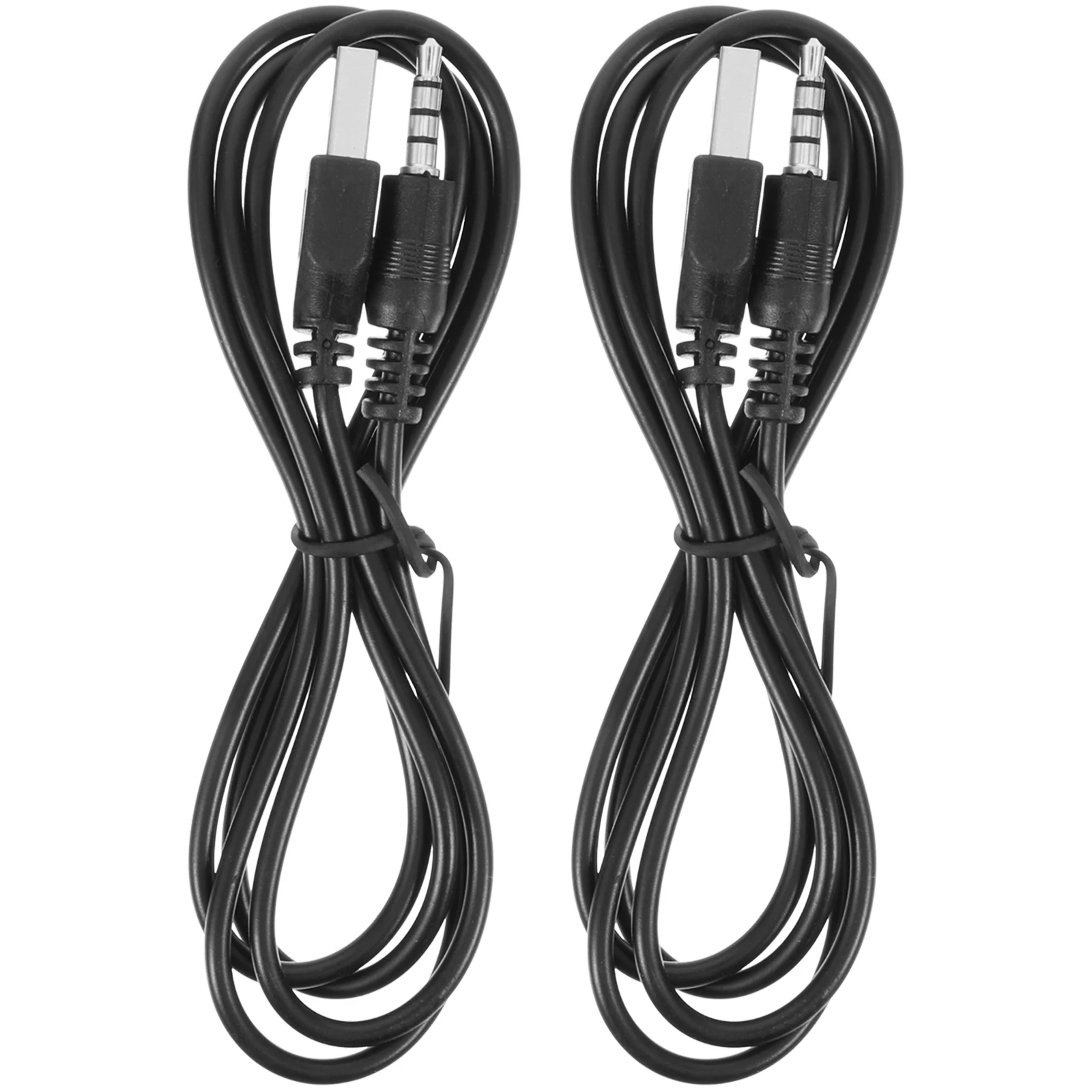 

2 Pcs Headphone Port Charging Cable Extension Stereo Power Headphones Usb Audio Charge Black