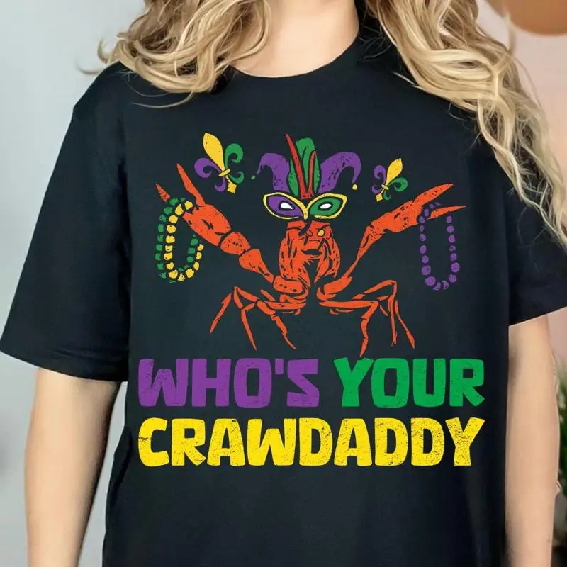 

Футболка Whos Your Crawdaddy с раком Марди Гра Луизиана, забавный фестивальный топ, одежда из бисера