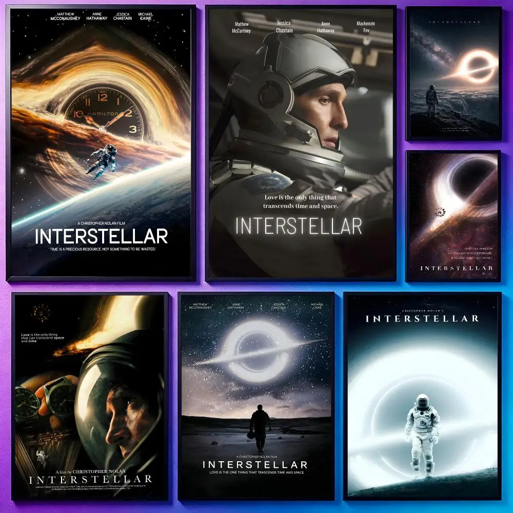 Movie InterstellarS Poster Poster Sci Fi Cyberpunk HD Self Adhesive Wall Print Futuristic Home Game Room Decor Gift