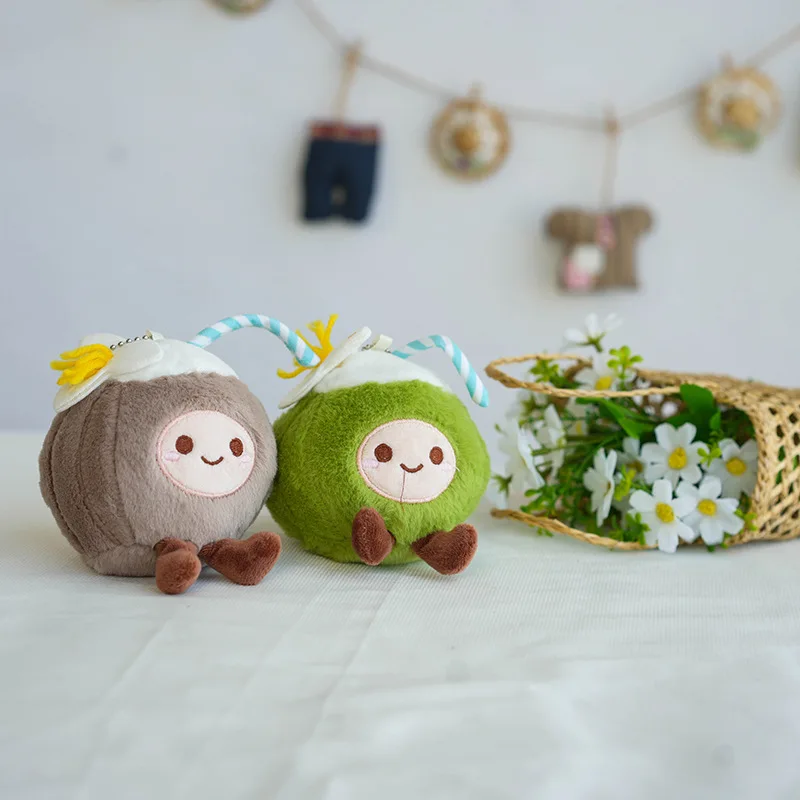 12CM Nuovo Mini Cocco Peluche Portachiavi Ciondolo Creativo Frutta Cocco Ornamento Borsa Fascino Decorazione Bambini Peluche Regalo