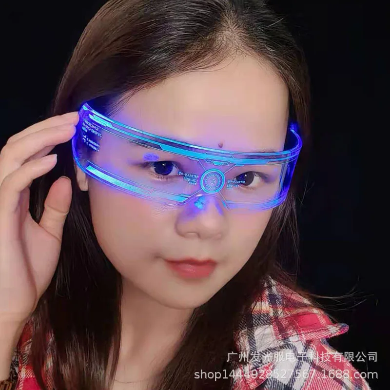 LED luminous rainbow technology glasses Thunder God of War sci-fi Christmas party bar jumping Di luminous glasses