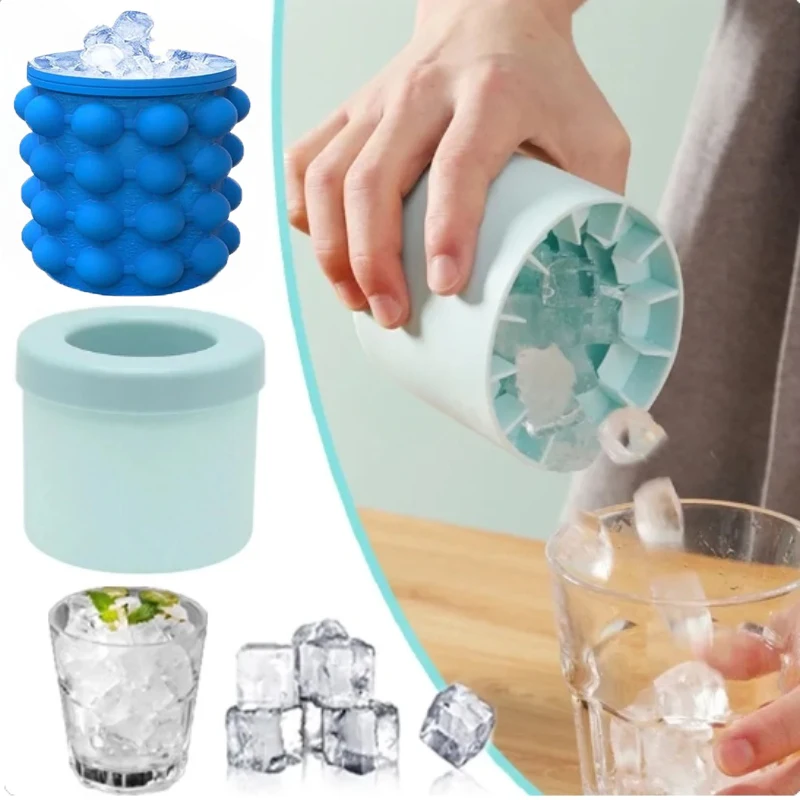 

Silicone Ice Cube Mold Round Ice Bucket Summer Homemade DIY Refrigerator Freeze Ice Maker Creative Ice Cube Mold Barware Tools