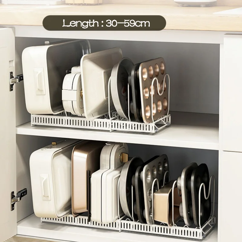 Expandable Storage Holder Pots Organizer Tableware Rack Kitchen Drawer Cabinets Iron Material Multi-function Lid Chopping