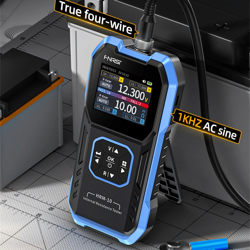 FNIRSI HRM-10 Versatile 4-Wire Battery Internal Resistance Tester Voltmeter Portable Accurate Voltage Measurement TFT Display