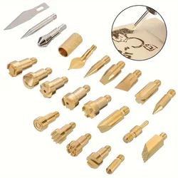 23pcs Pyrography Wood Burning Tips Tool Kit Carving Iron Burner Soldering Embossing DIY Hot Stamping Accessories