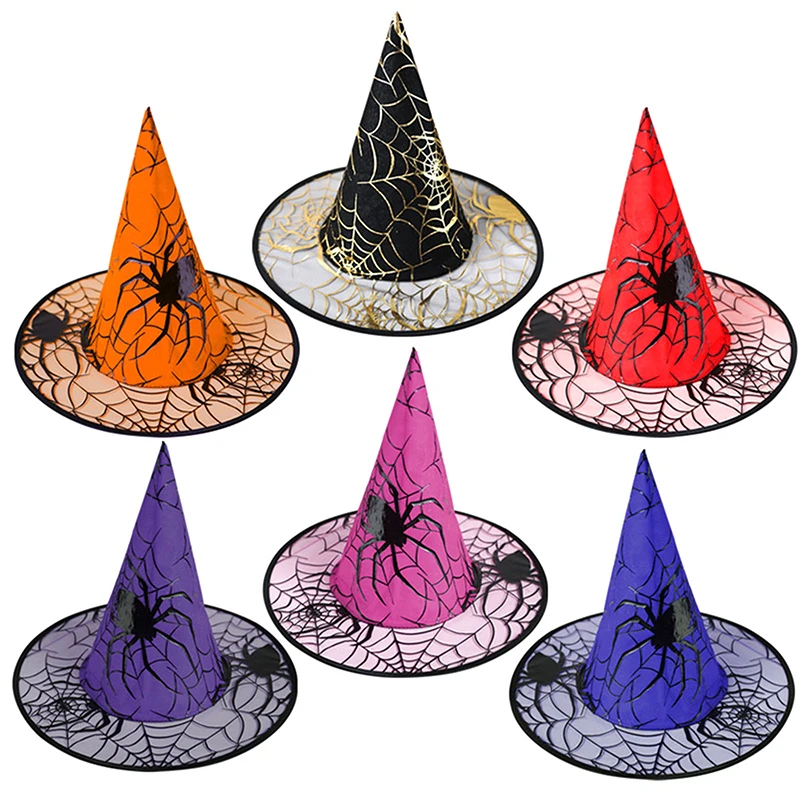 Witch Hat Halloween Hat Costume Props for Adults Children Cosplay Witch Dress Up Wizard Headwear Halloween Party Favor 7 Colors