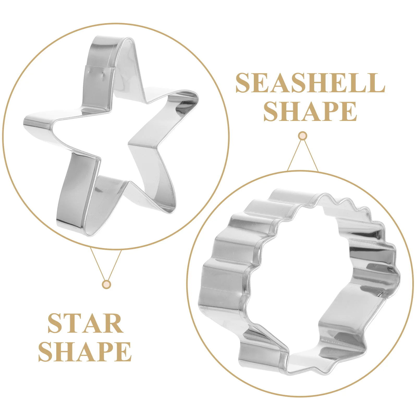 

4Pcs Stainless Steel Cookie Cutters Seashell Star Conch Dolphin Baking Tools Fondant Dough Biscuit Candy Pastry Mold