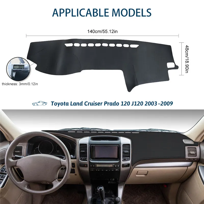 Car Inner Dashboard Cover For Toyota Land Cruiser  Prado 120 J120 2003~2009 Car Dashboard Cover Mat Sun Shade Pad Instrument Pan