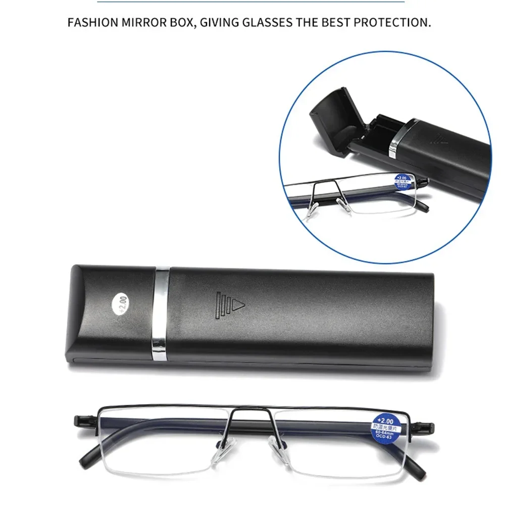 Executive Office Style Black Reading Glasses for Men with Portable Case +0.75 +1 +1.25 +1.5 +1.75 +2 +2.5 to +4