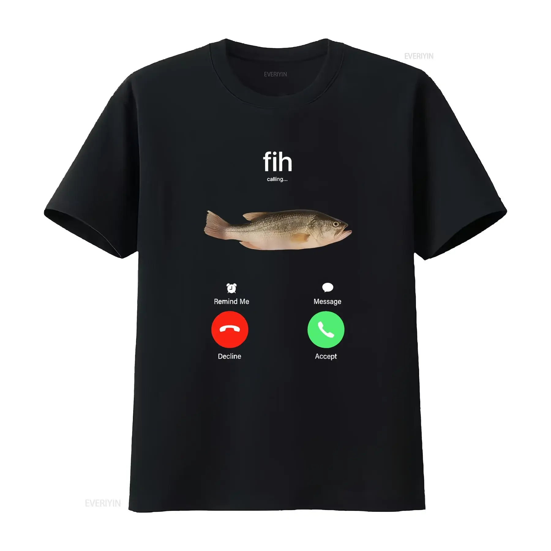 Fih Calling Remind me Message Decline Accept Phone Ladies' Crewneck T Shirt vintage Washed Soft Versatile Comfortable