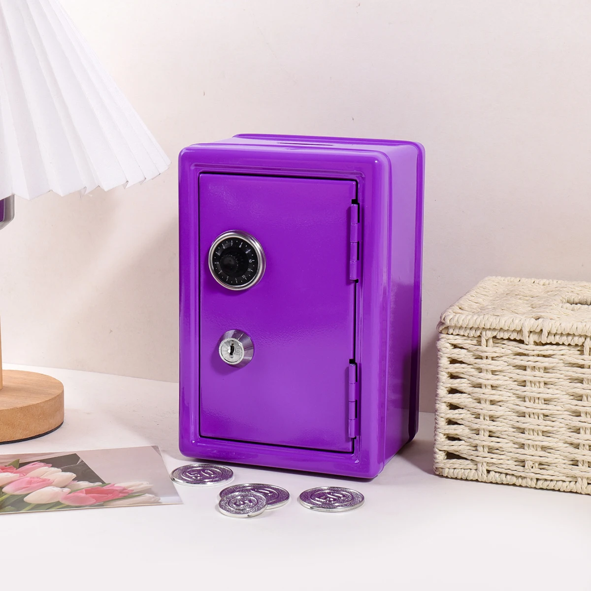 Home Mini Safe - Small Lockable Storage Box With Combo & Key, Protects Valuables, Cash, Documents & Personal Jewelry