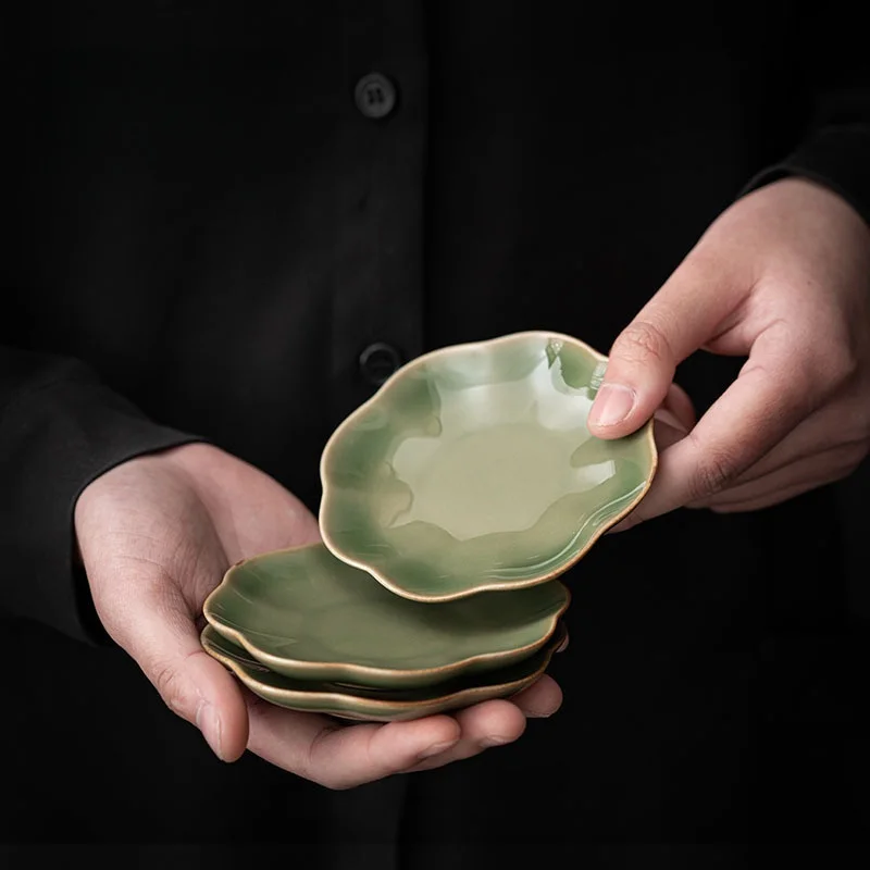 Japanese Retro Petal Coaster Home Kitchen Ceramic Anti-scald Heat Insulation Cup Base Kung Fu Teaware Tea Ceremony Accessories