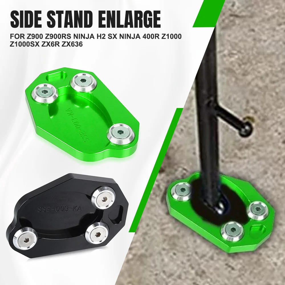 

Z1000 Z1000SX ZX6R ZX636 Kickstand Foot Pad Side Stand Enlarge Sled Sidestand FOR KAWASAKI Z900 Z900RS Ninja H2 SX NINJA 400R