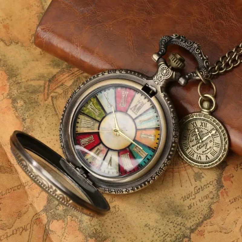 Pocket watch, transparent flip, ancient Roman scale turntable pocket watch