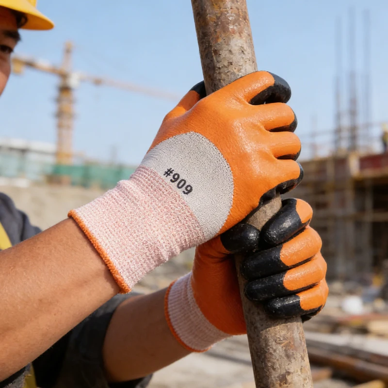 

Protective Gloves Anti-slip Gloves for Construction Tasks Finger Protective Black Tip Orange Industrial Gloves Multi-purpose Tip
