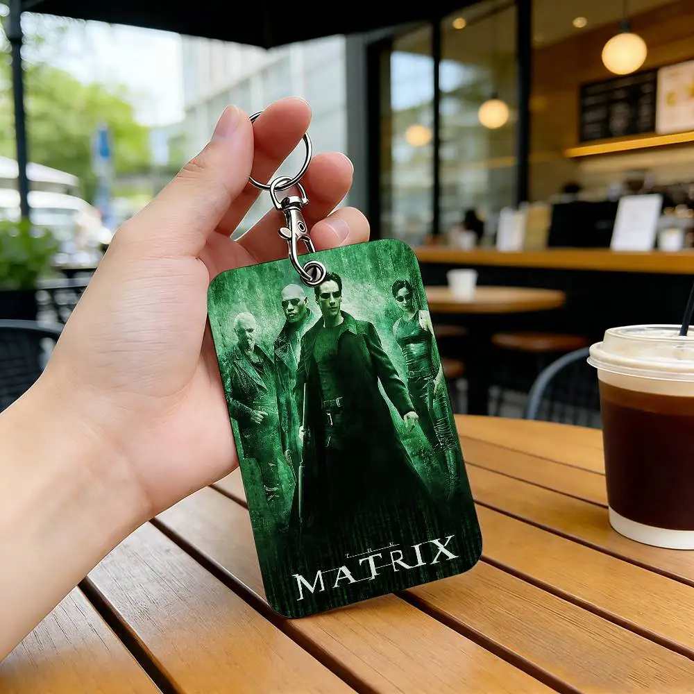 Science fiction action movie The M-Matrix 1Pc Access Card Case Leather Card Holder Keychain Key Ring Door Access Tags ID Card